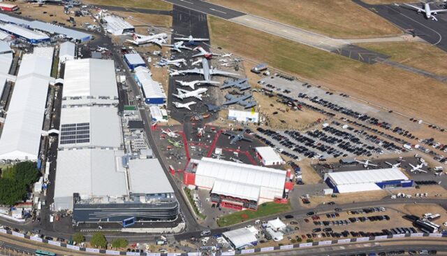 Aerial view of Farnborough Airshow